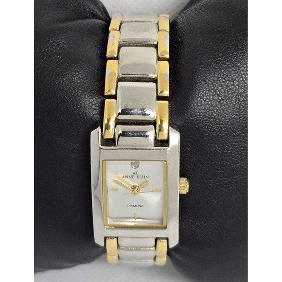 Women\'s AK Anne Klein Diamond White Dial Silver Gold Tone Bracelet Band Watch 04 main image 4